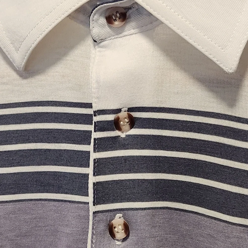 Vintage‎ Grand Slam Polo Men's Med 1/4 Button Short Sleeve Striped Golf 1980-90s